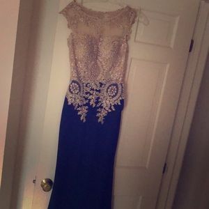 Worn once formal gown navy sequence see thru